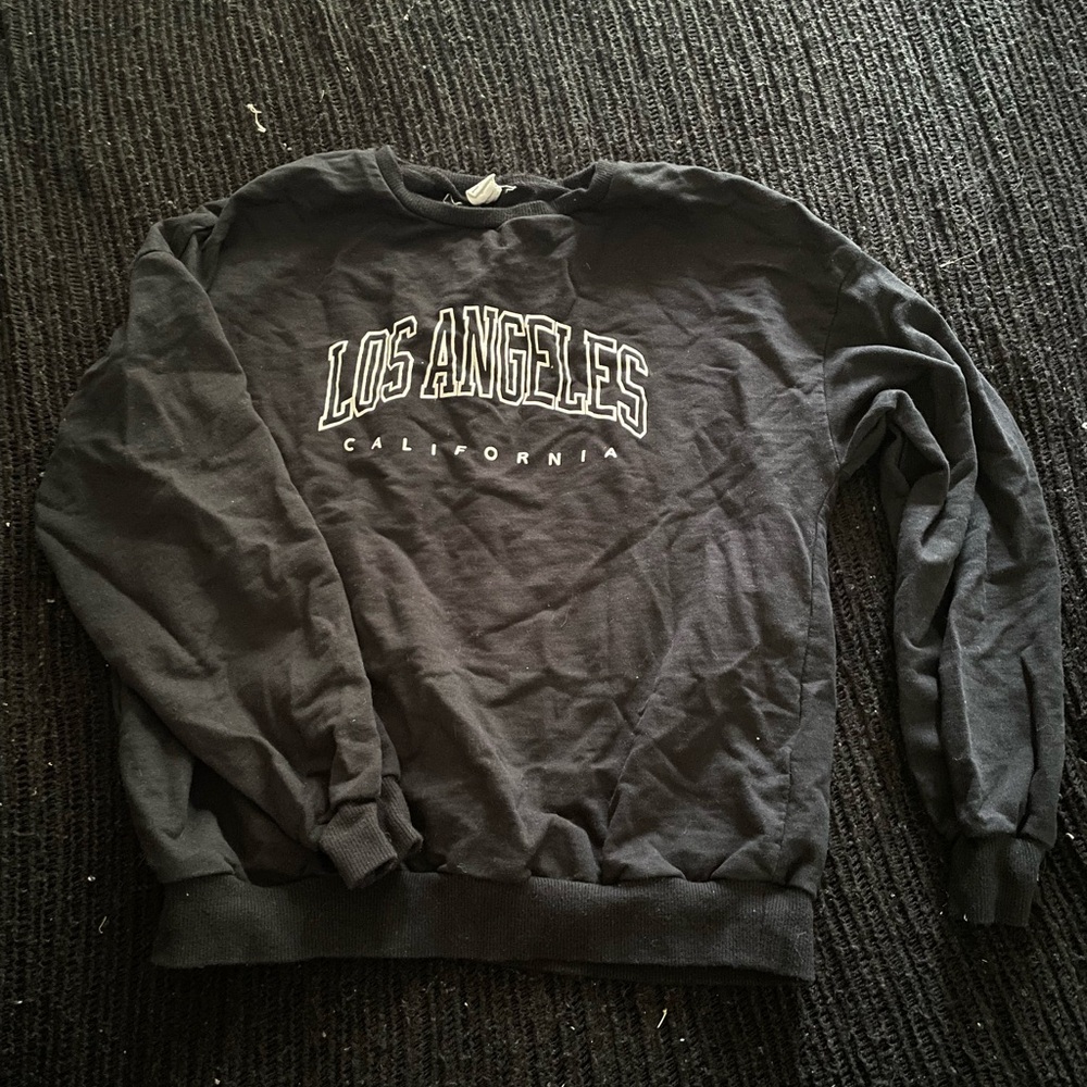 SHEIN Black Collegiate Crewneck Sweater